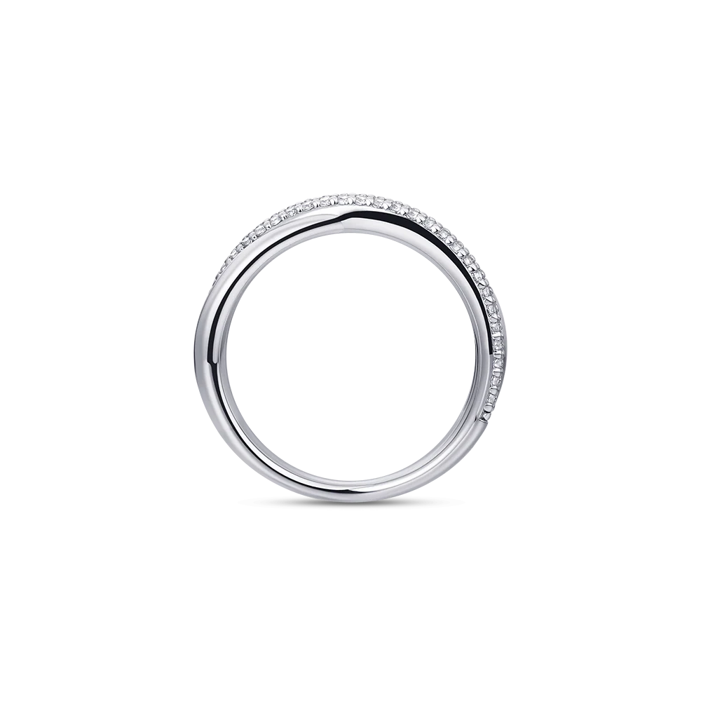 Cubic zirconia double band ring in sterling silver.