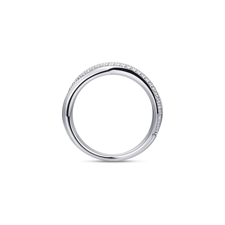 Cubic zirconia double band ring in sterling silver.