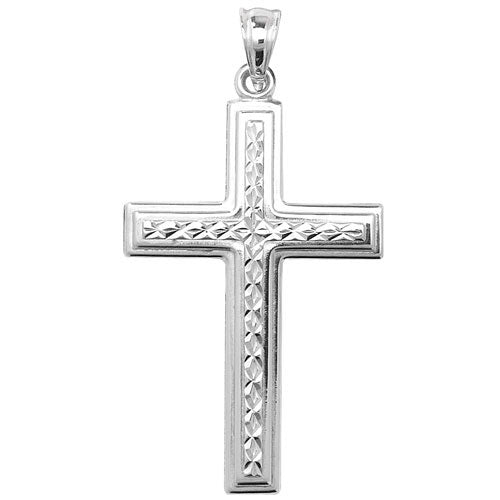 silver cross pendant with diamond-cut centre relief - Carathea & Jools