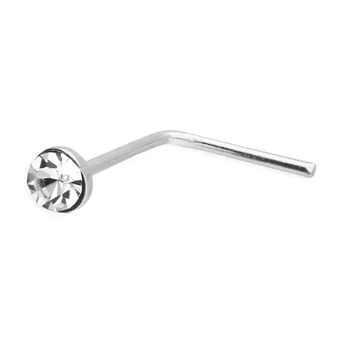 Silver crystal 2 mm nose stud - Carthea jewellers