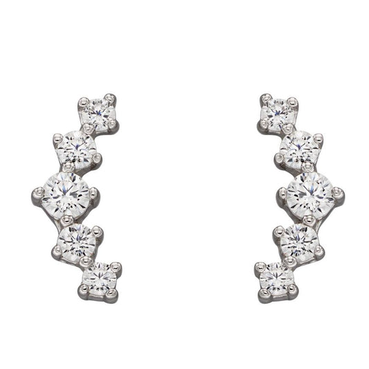 Silver CZ Climber Earrings