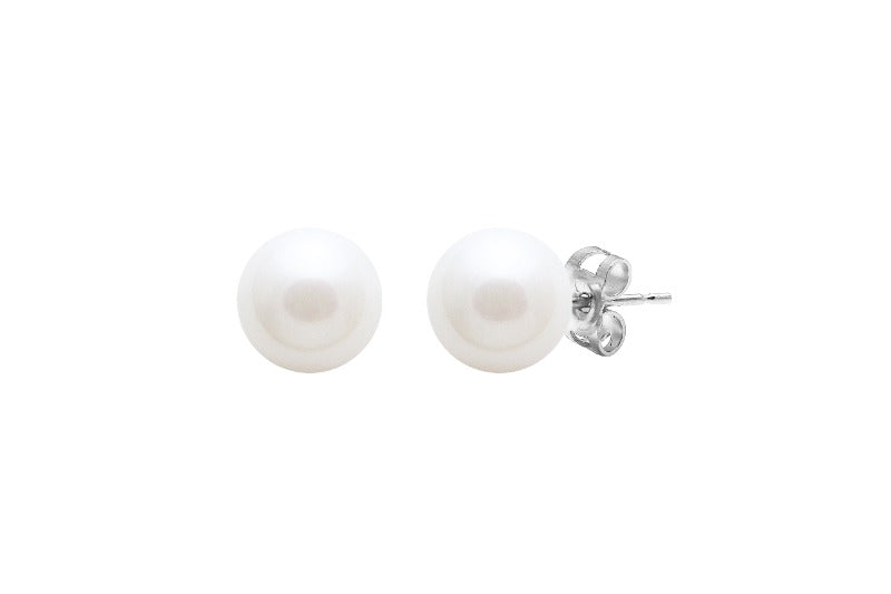 silver round white cultured pearl stud earrings 7mm - Carathea jewellers