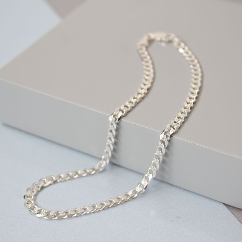 Silver Curb Anklet 10"