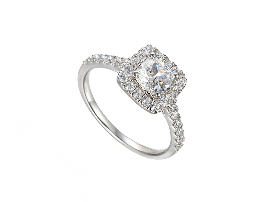 Silver Cushion Cluster Ring with CZ