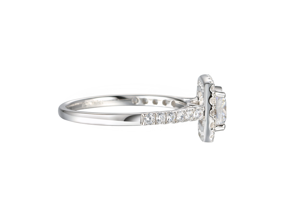 Silver Cushion Cluster Ring with CZ