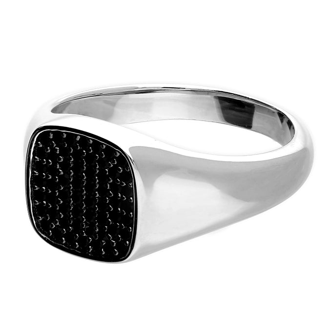 men's black Signet ring with black cubic zirconia stones - Carathea jewellers