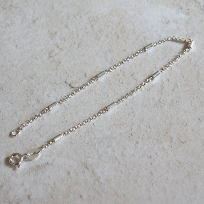 Silver Rolo and Cylinder Link Bracelet