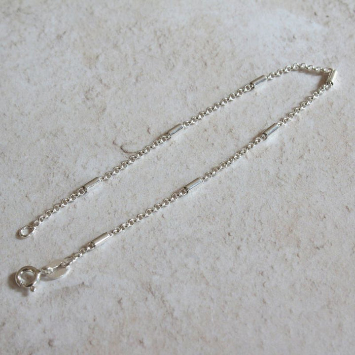 Silver Rolo and Cylinder Link Bracelet