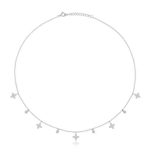 Silver & CZ Clover Necklet - carathea jewellers