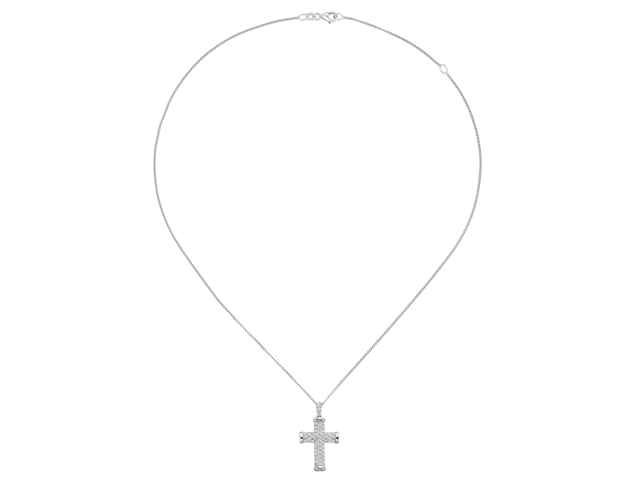 Silver CZ sparkle cross pendant on chain - Carathea & Jools.