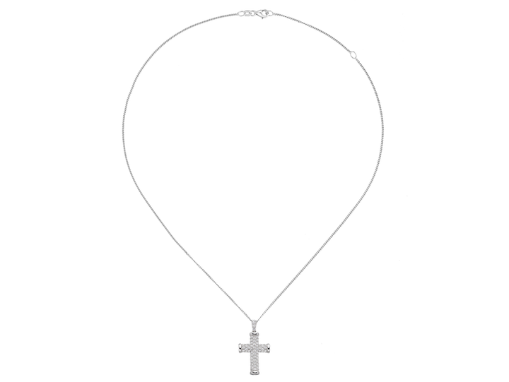 Silver CZ sparkle cross pendant on chain - Carathea & Jools.