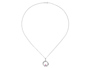 Silver Circles Necklace with Pink Sapphire and Cubic Zirconia's