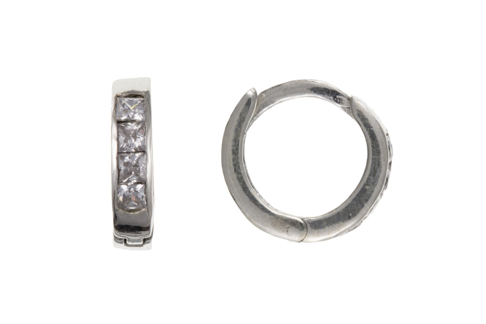 Men's Single Silver CZ Huggie Earring