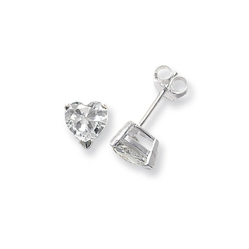 silver heart cz stud earrings - Carathea jewellers