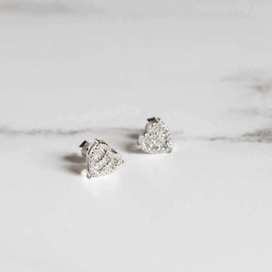 silver cz baguette and brilliant cut heart earrings - carathea jewellers