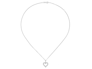 silver open heart cz pendant - carathea