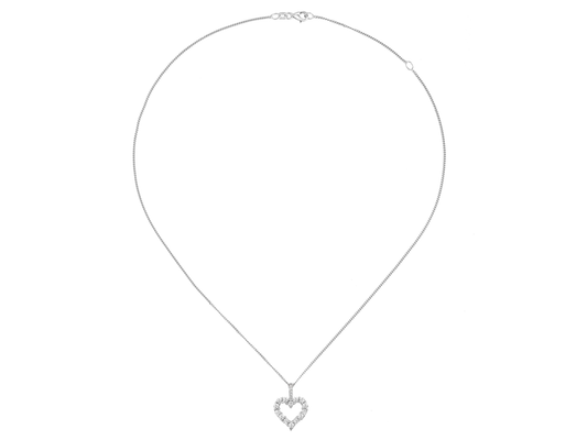 silver open heart cz pendant - carathea