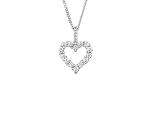 silver open heart cz pendant - carathea