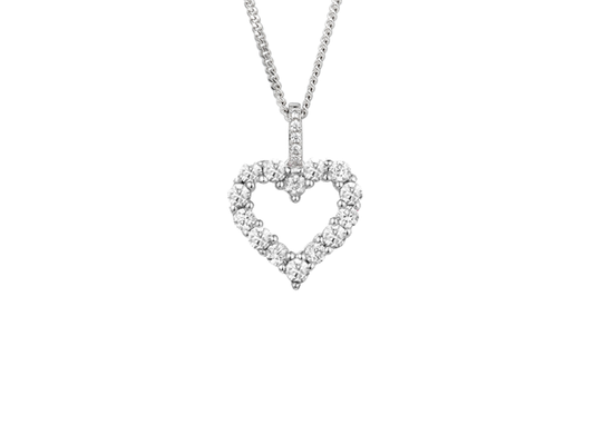 silver open heart cz pendant - carathea