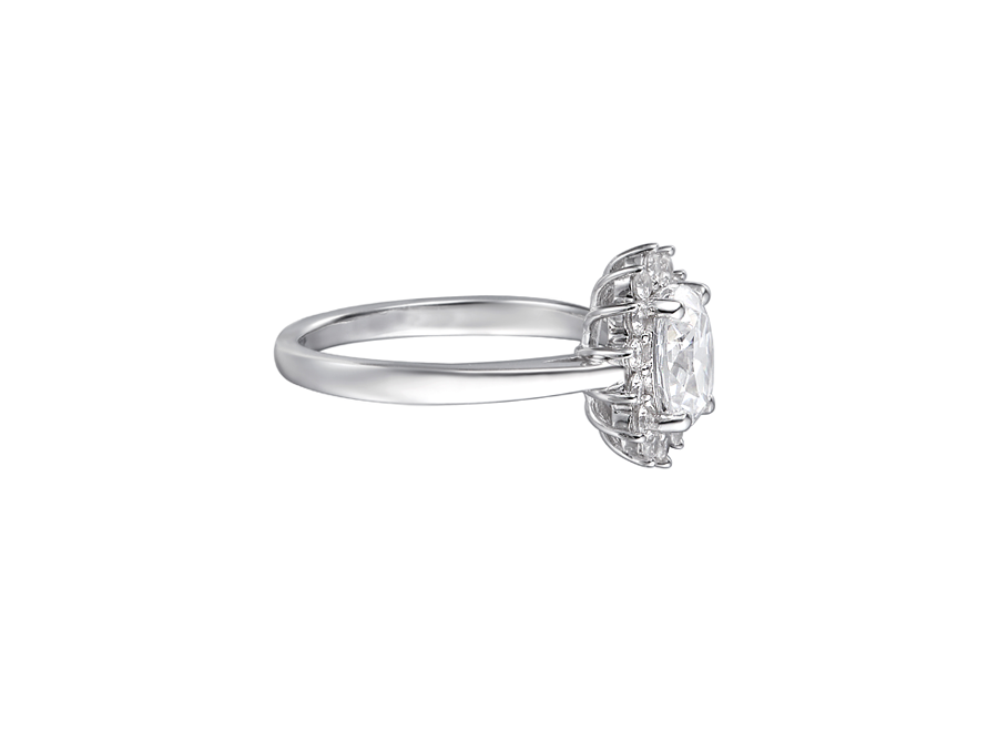 Silver oval cz cluster ring - Carathea