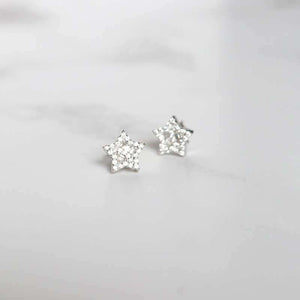 silver cz baguette and brilliant cut star earrings - carathea jewellers