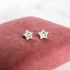 silver cz baguette and brilliant cut star earrings - carathea jewellers