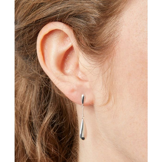 Silver drop earrings with double chain drop - Carathea