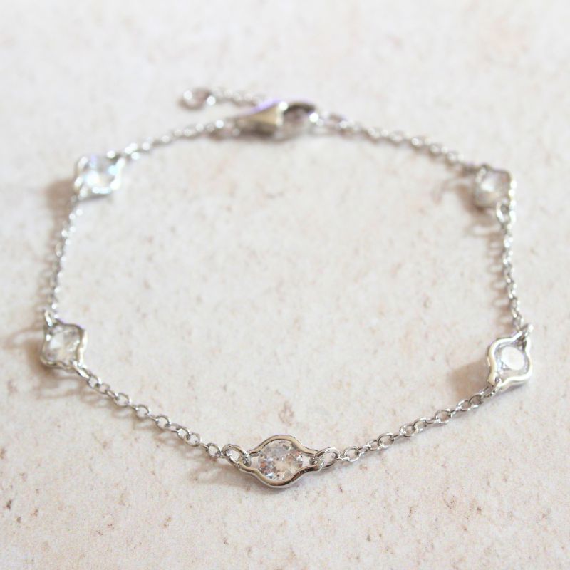 silver enclosed CZ station bracelet | Carathea