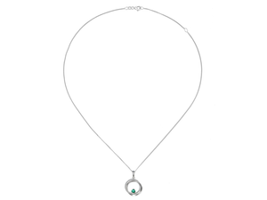 silver and cz entwined circles necklace with real emerald - Carathea