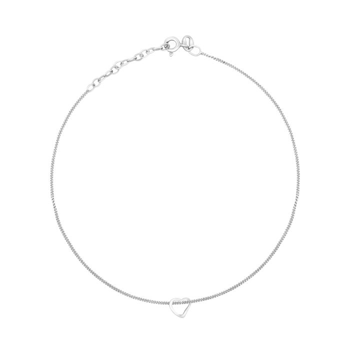 Silver Ankle Chain with Slip-On Heart Jewellery Carathea jewellers 