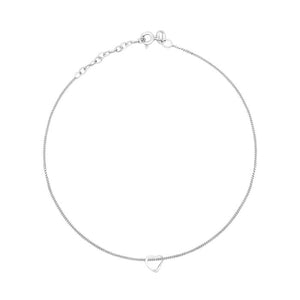 Silver Ankle Chain with Slip-On Heart Jewellery Carathea jewellers 