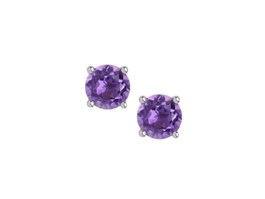 silver stud earrings with amethyst - Carathea jewellers