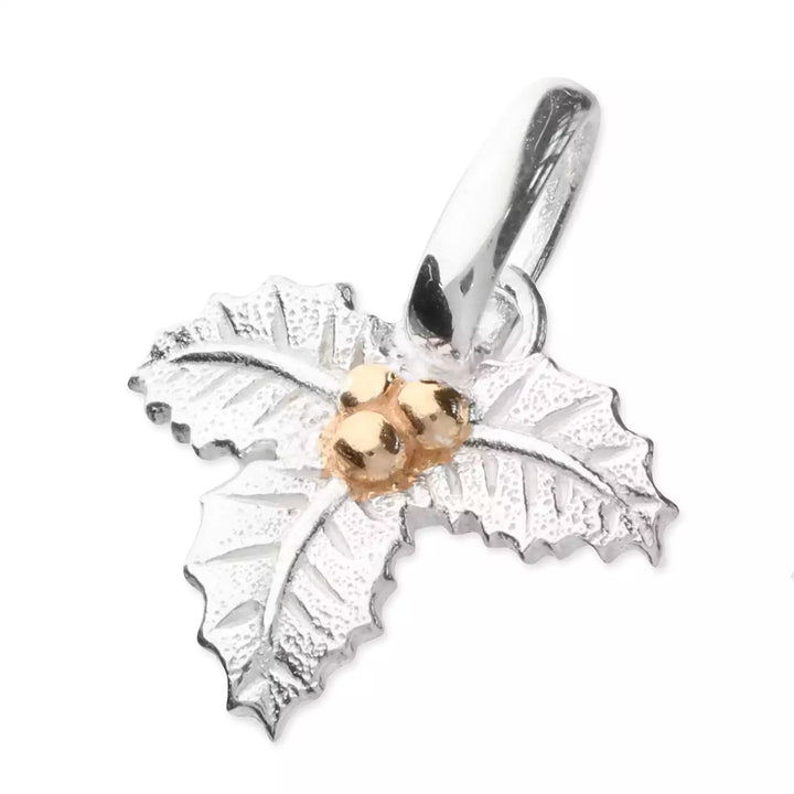 Ladies' Silver Holly December Birthmonth Flower Pendant