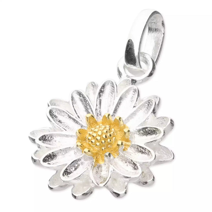 silver gold plated aster flower pendant - Carathea jewellers