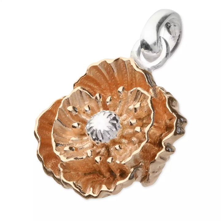 gold plated silver poppy pendant - Carathea jewellers