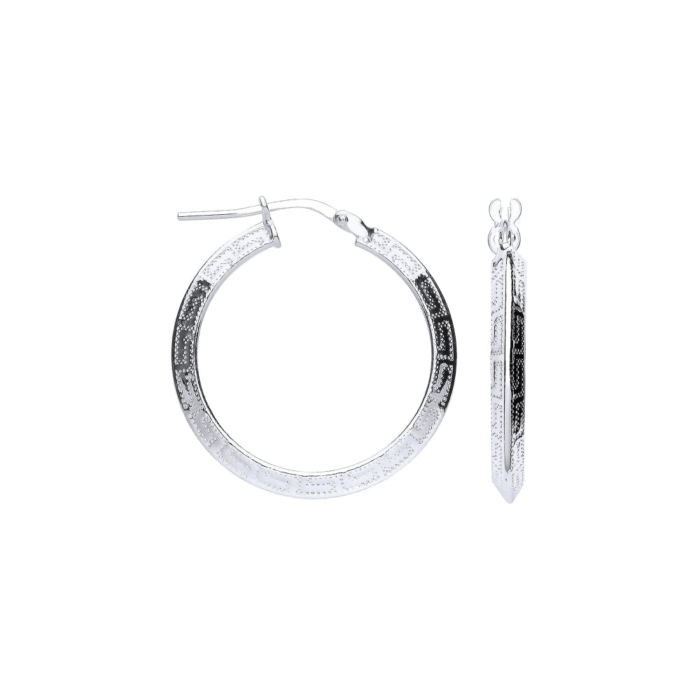 Silver Greek Key hoop earrings - Carathea & Jool