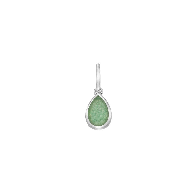 March green Aventurine birthstone teardop silver charm pendant - Carathea jewellers