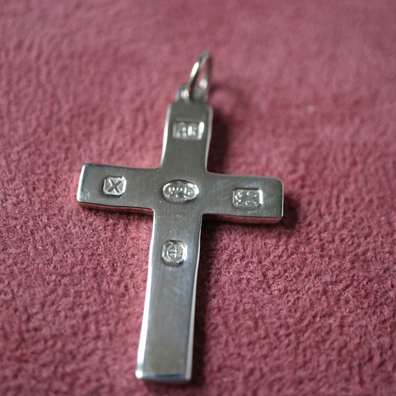 silver reversible cross pendant with hallmarks - Carathea jewellers