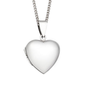 silver heart locket and chain - Carathea jewellers