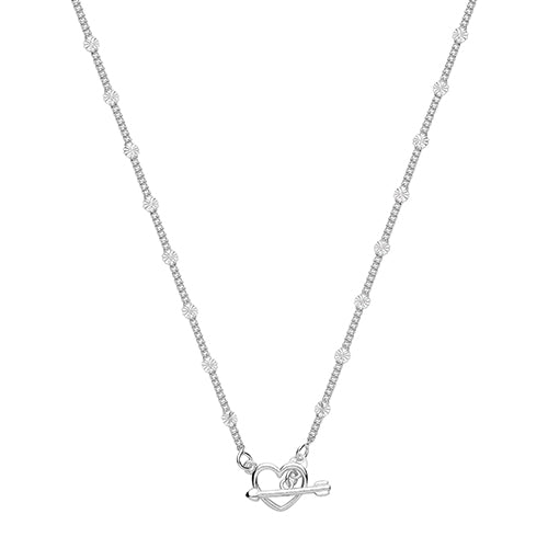 silver heart station necklet with heart and T-bar - Carathea and Jools