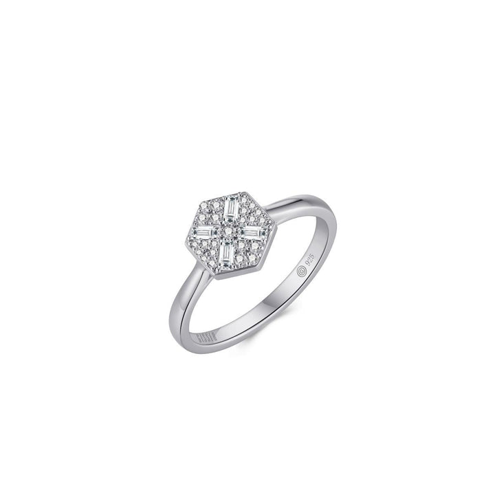 silver and CZ hexagonal ring - Carathea & Jools, Bridgwater jewellers