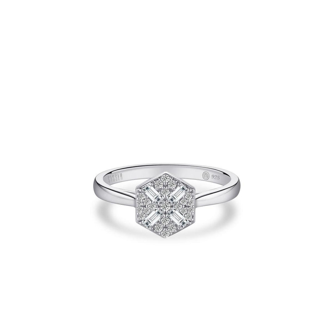 silver and CZ hexagonal ring - Carathea & Jools, Bridgwater jewellers