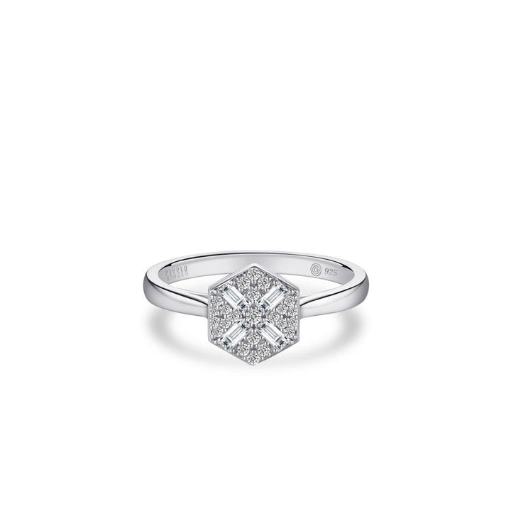silver and CZ hexagonal ring - Carathea & Jools, Bridgwater jewellers