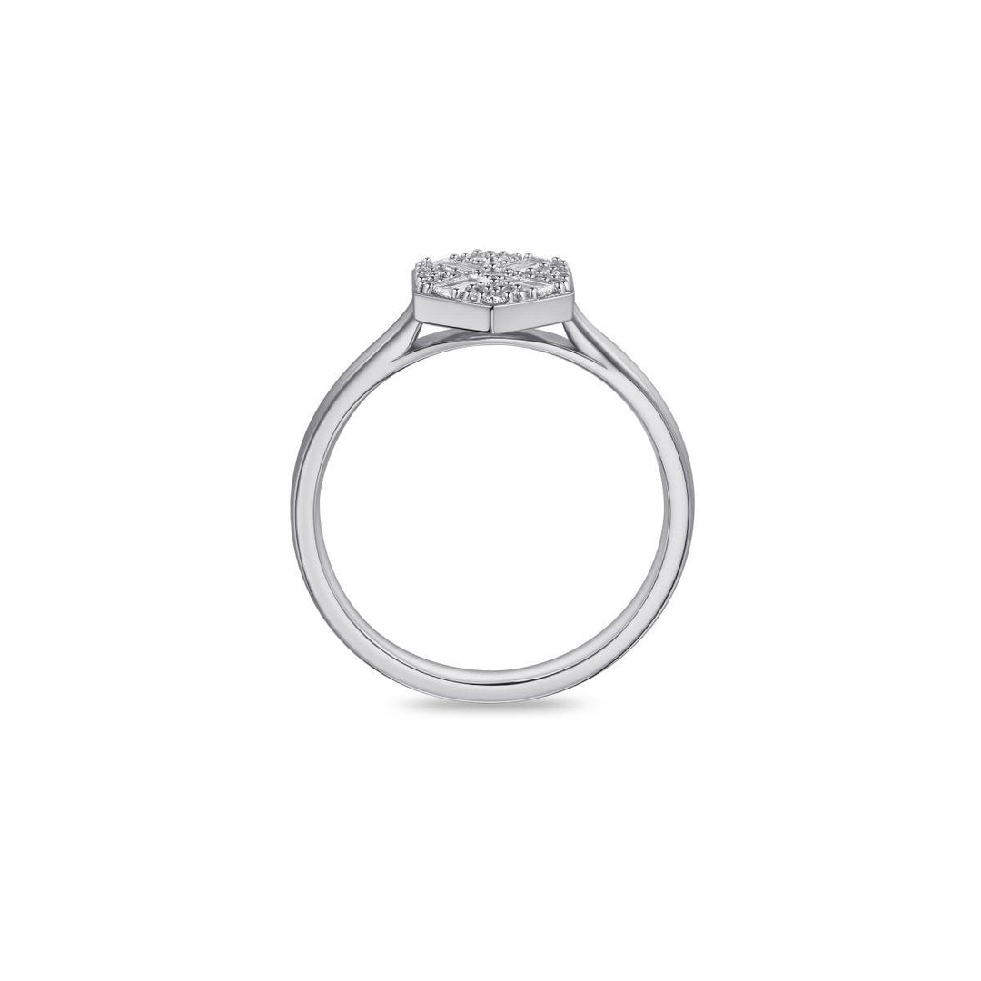 silver and CZ hexagonal ring - Carathea & Jools, Bridgwater jewellers