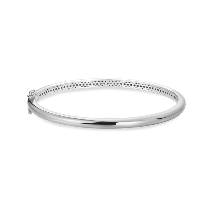 Hinged Polished Silver Bangle for Ladies 4mm Diameter