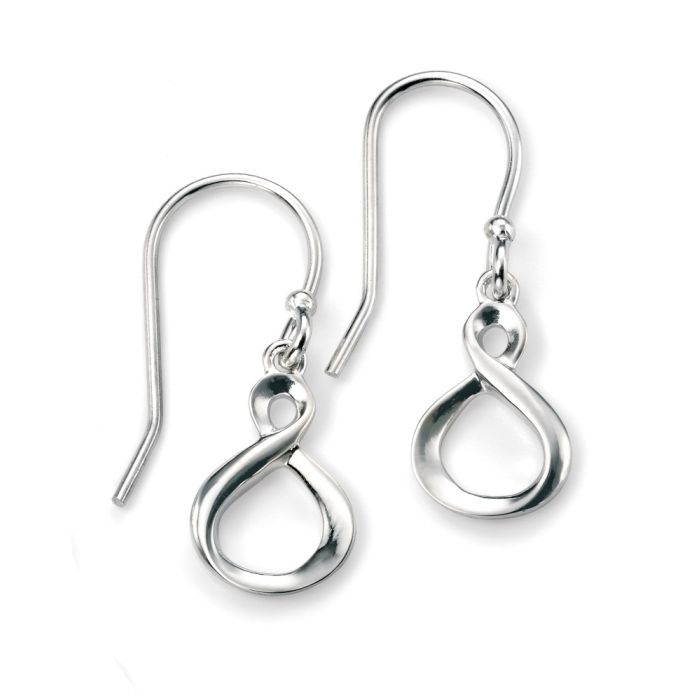Silver Infinity drop earrings - Jewellery Carathea.