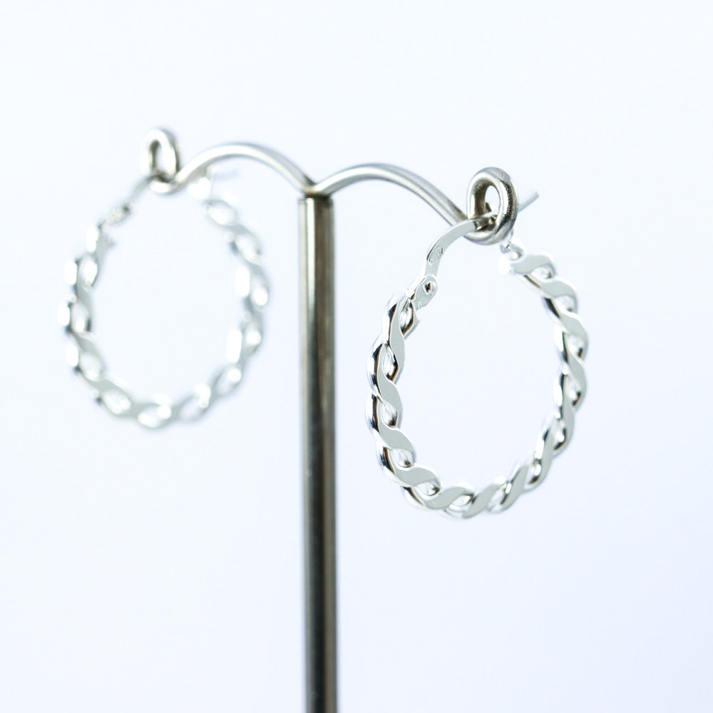 Silver Infinity Link Round Hoop Earrings