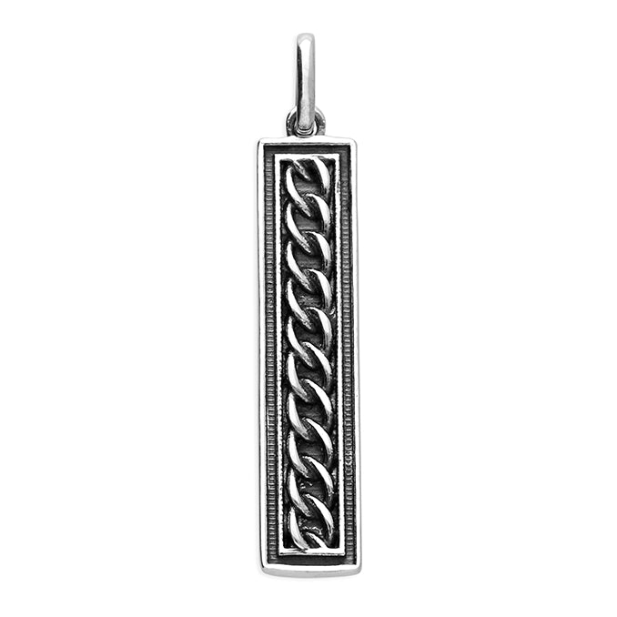 Silver Ingot Shape Chain Detail Pendant