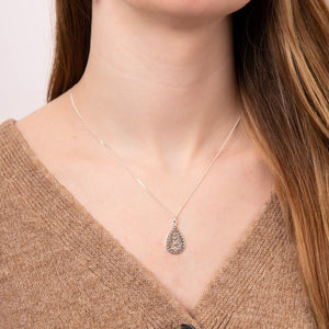 Silver cutout teardrop pendant - Carathea jewellers
