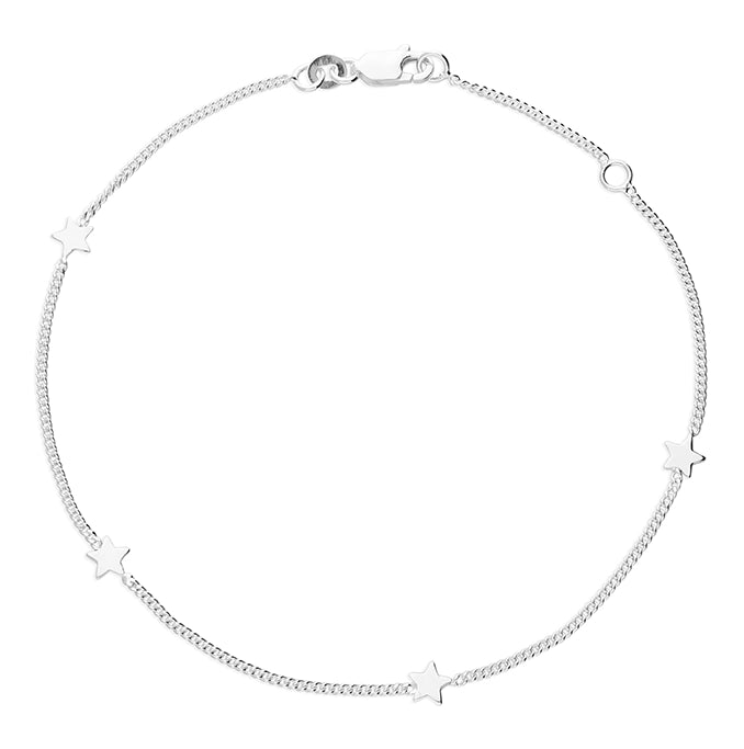 silver in-line stars anklet - Carathea jewelelrs